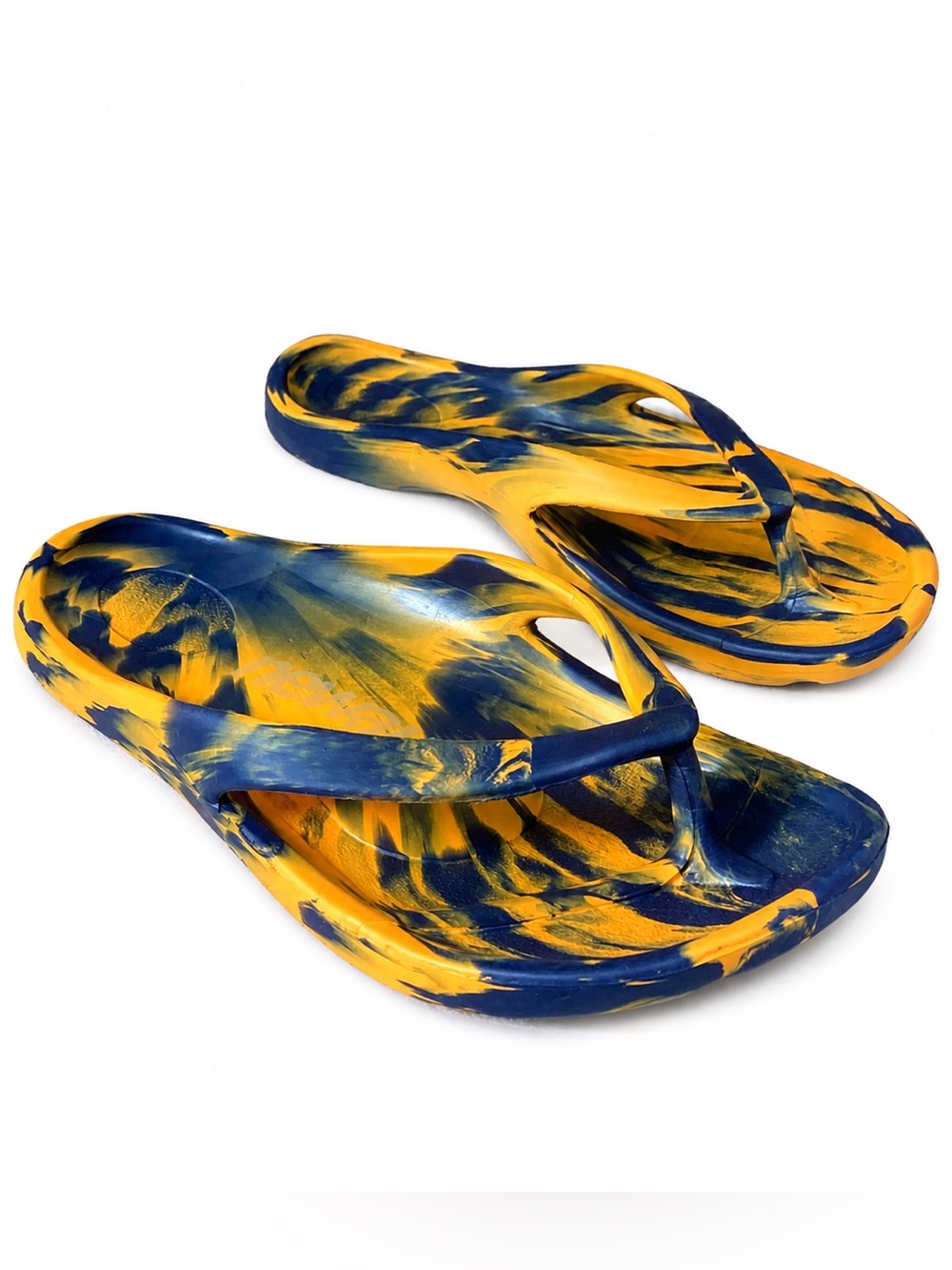Rare NEWALK by Birkenstock Blue Orange Marbled EVA Thong Sandals Sz 6